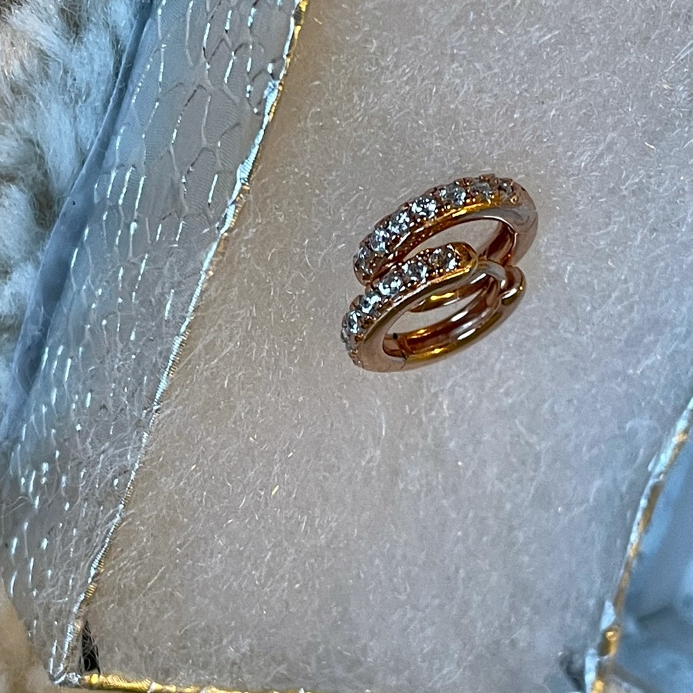 Rose Gold Pave Hoop Earrings